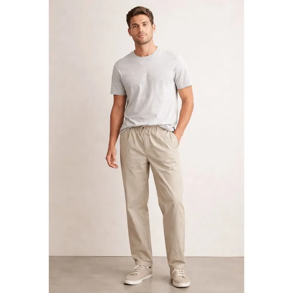 Banana Republic Relaxed Fit Pants Mens L Beige Drawstring Cotton
